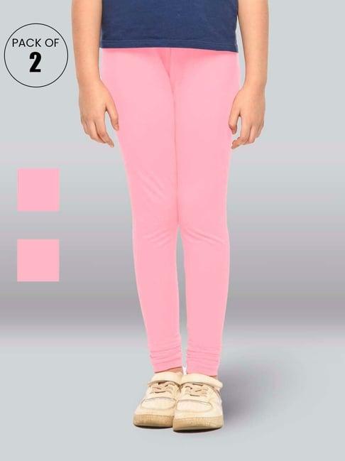 lyra kids pink skinny fit leggings (pack of 2)