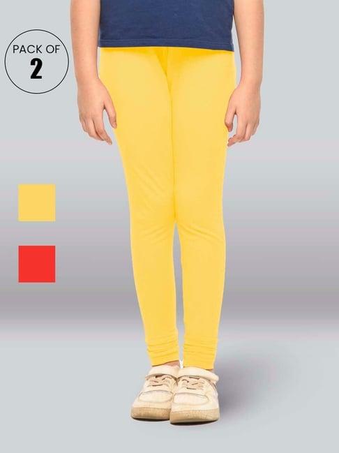 lyra kids yellow & red skinny fit leggings (pack of 2)