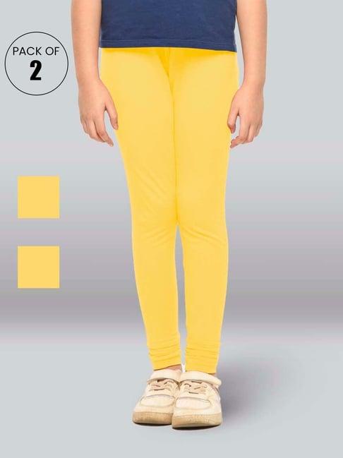 lyra kids yellow skinny fit leggings (pack of 2)