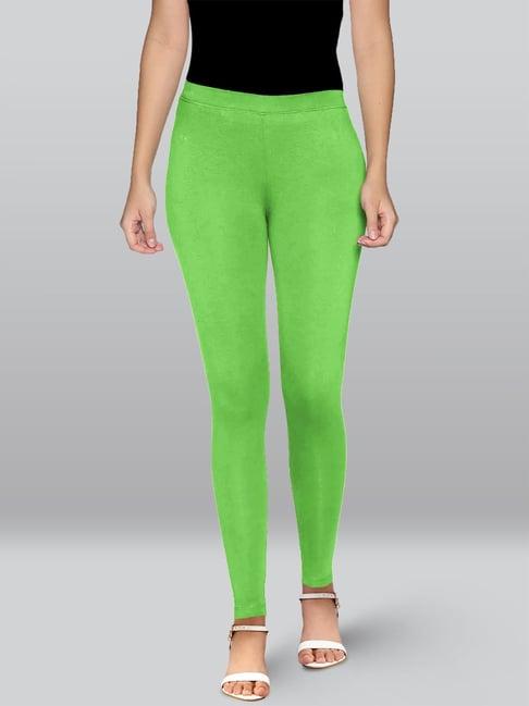 lyra lime green premium cotton ankle length leggings