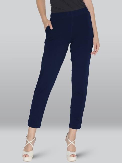 lyra navy cotton ankle length pants