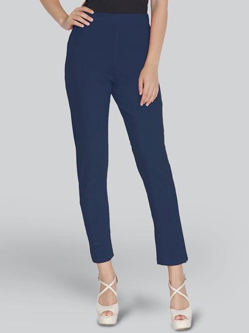 lyra navy cotton ankle length pants