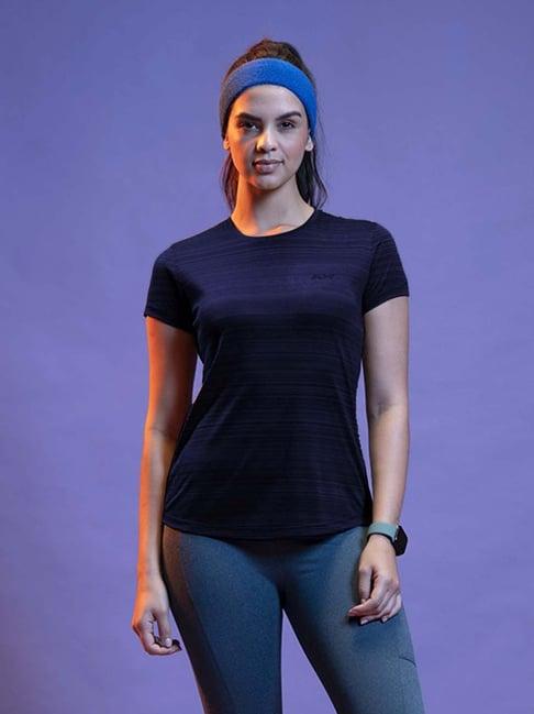 lyra navy self pattern sports t-shirt