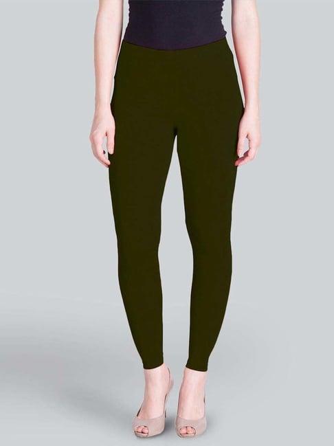 lyra olive green cotton ankle length leggings