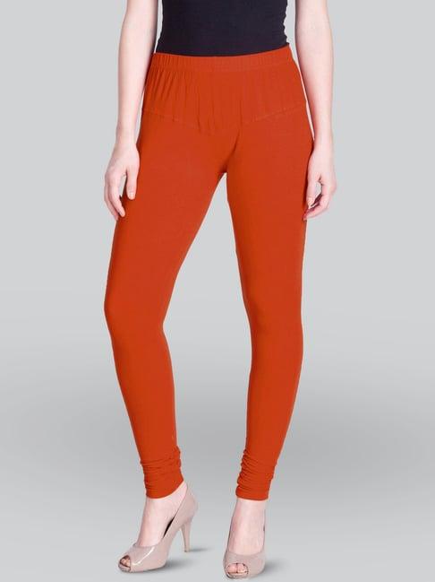 lyra orange cotton full length leggings