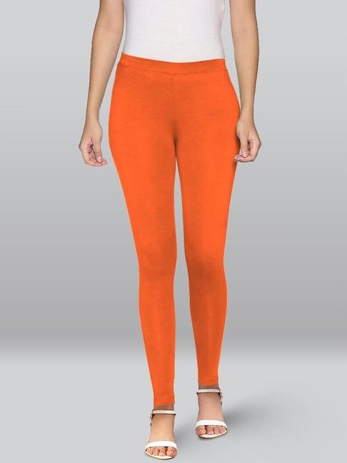 lyra orange premium cotton ankle length leggings