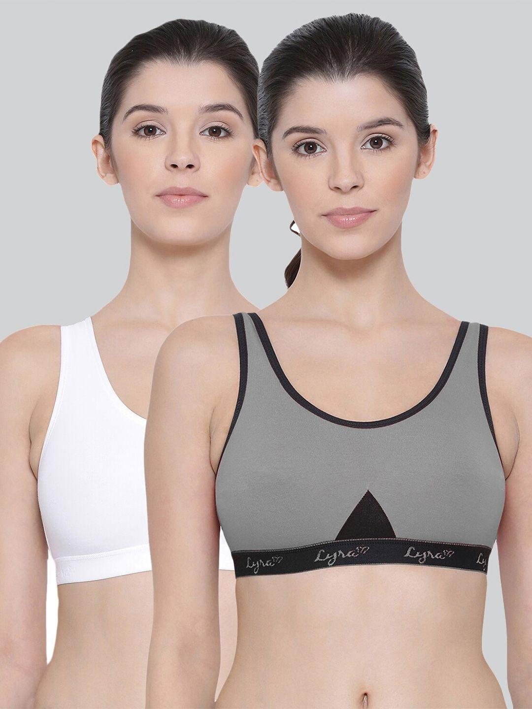 lyra pack of 2 combed cotton sweat absorbent stretchable sports bra