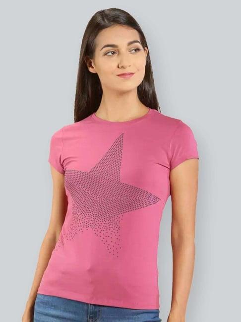 lyra pink cotton printed t-shirt