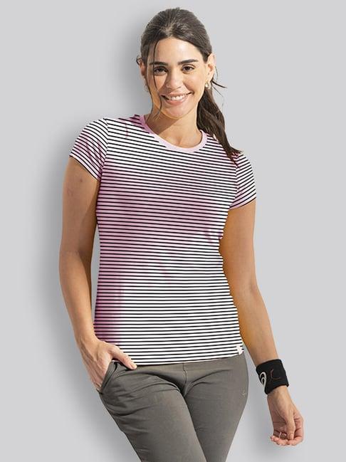 lyra pink cotton striped t-shirt
