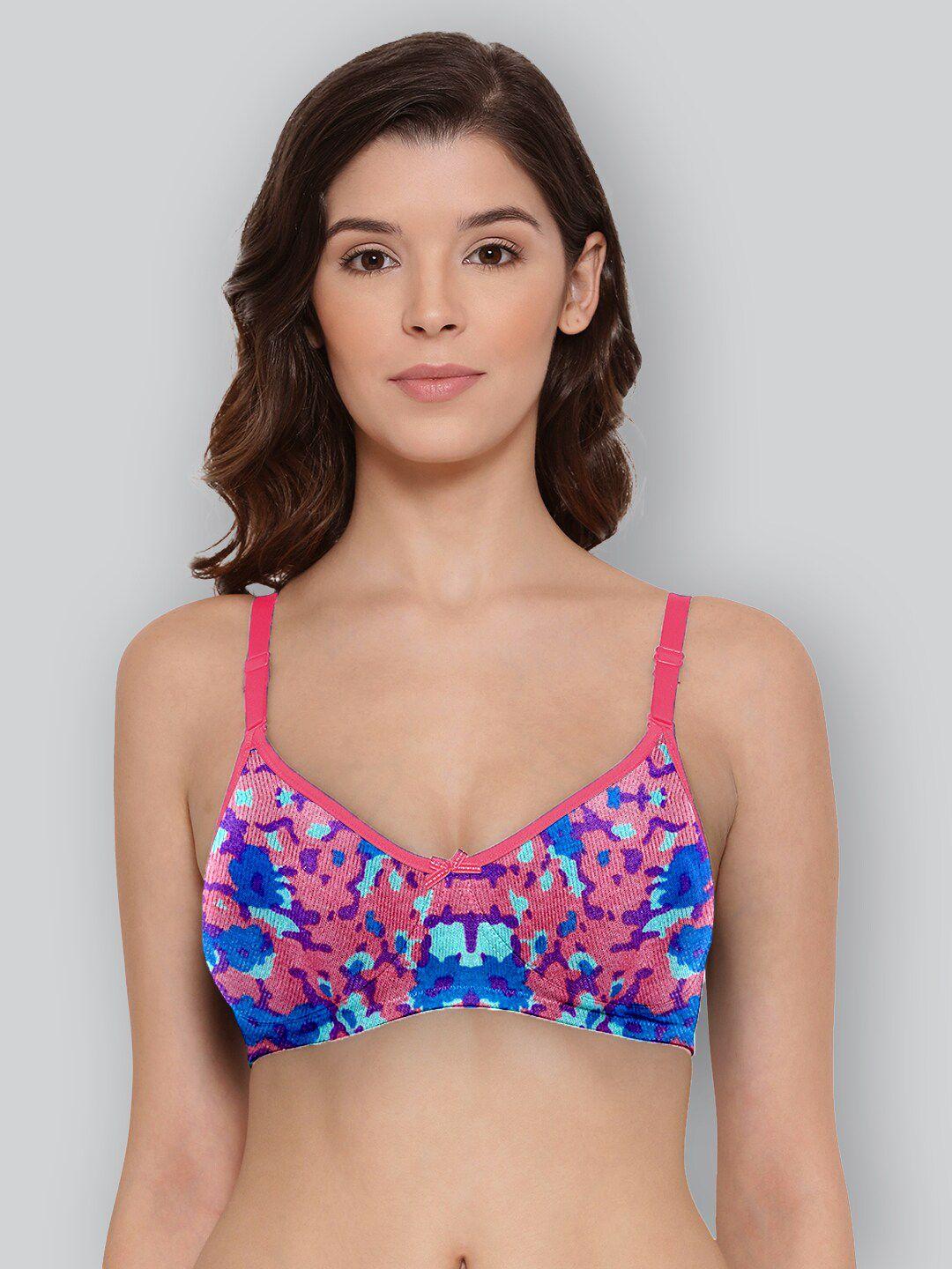 lyra printed cotton full coverage non padded anti odour t-shirt bra with all day comfort