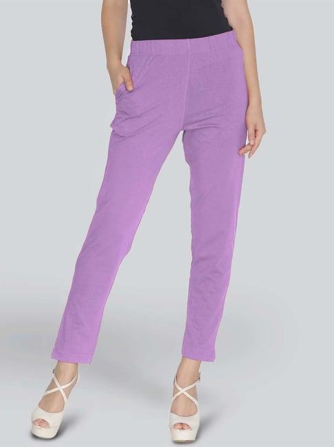 lyra purple cotton ankle length leggings