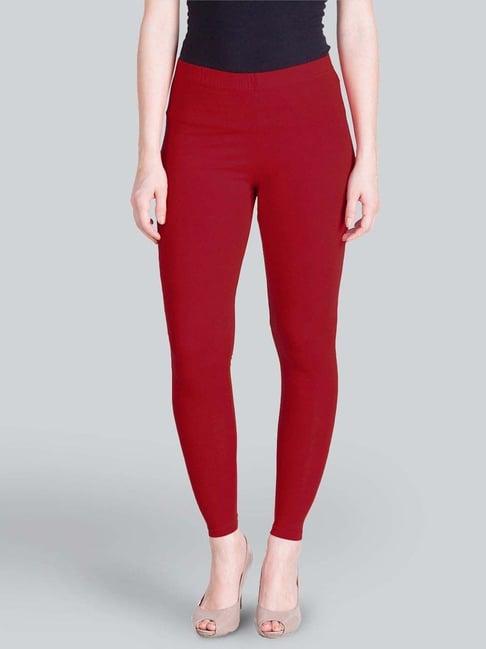 lyra red cotton ankle length leggings