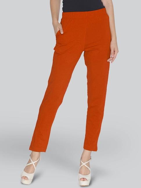 lyra rust cotton ankle length pants