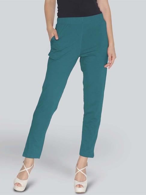 lyra sea green cotton ankle length leggings