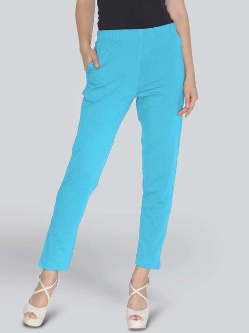 lyra sky blue cotton ankle length leggings