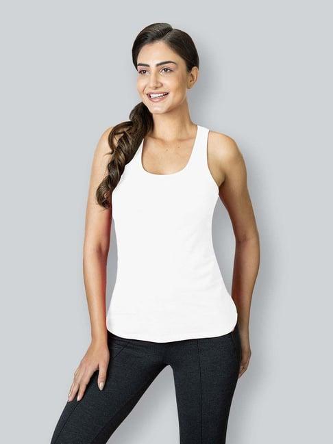 lyra white cotton plain tank top