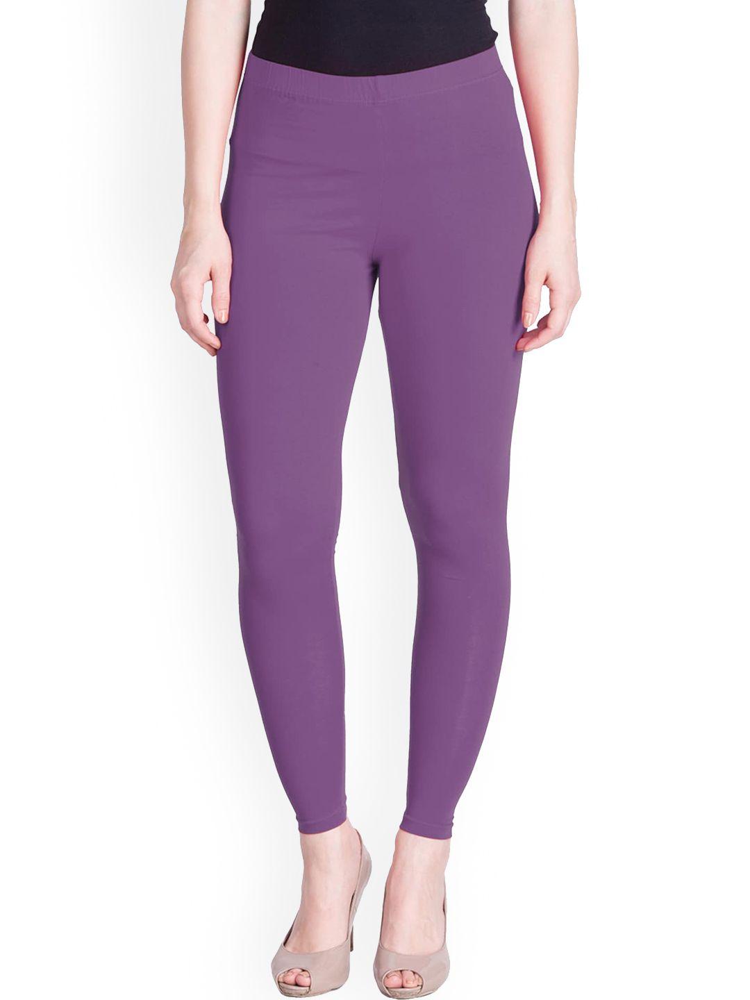 lyra women lavender solid ankle length leggings