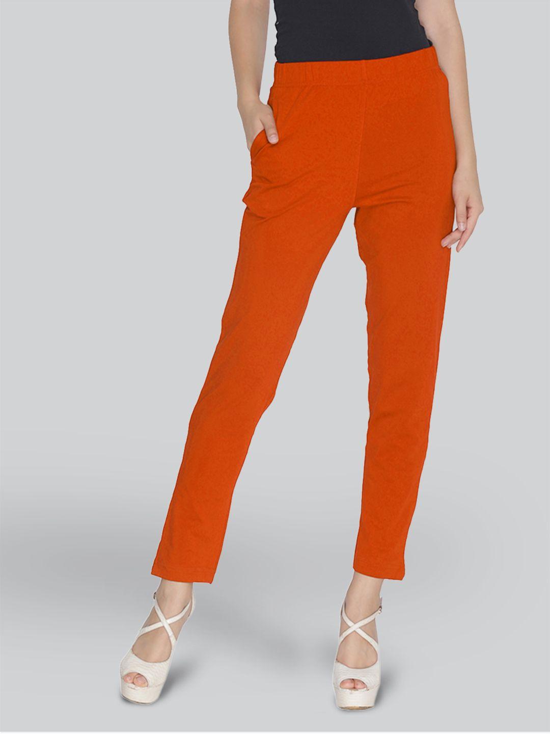 lyra women orange smart solid trouser