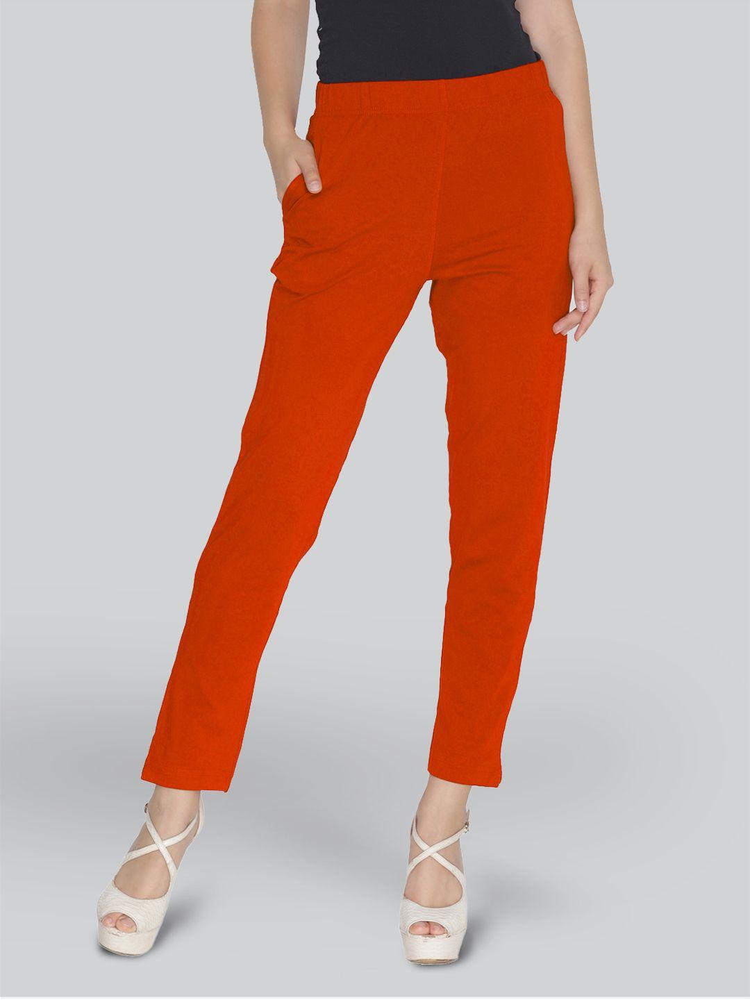 lyra women orange smart solid trouser