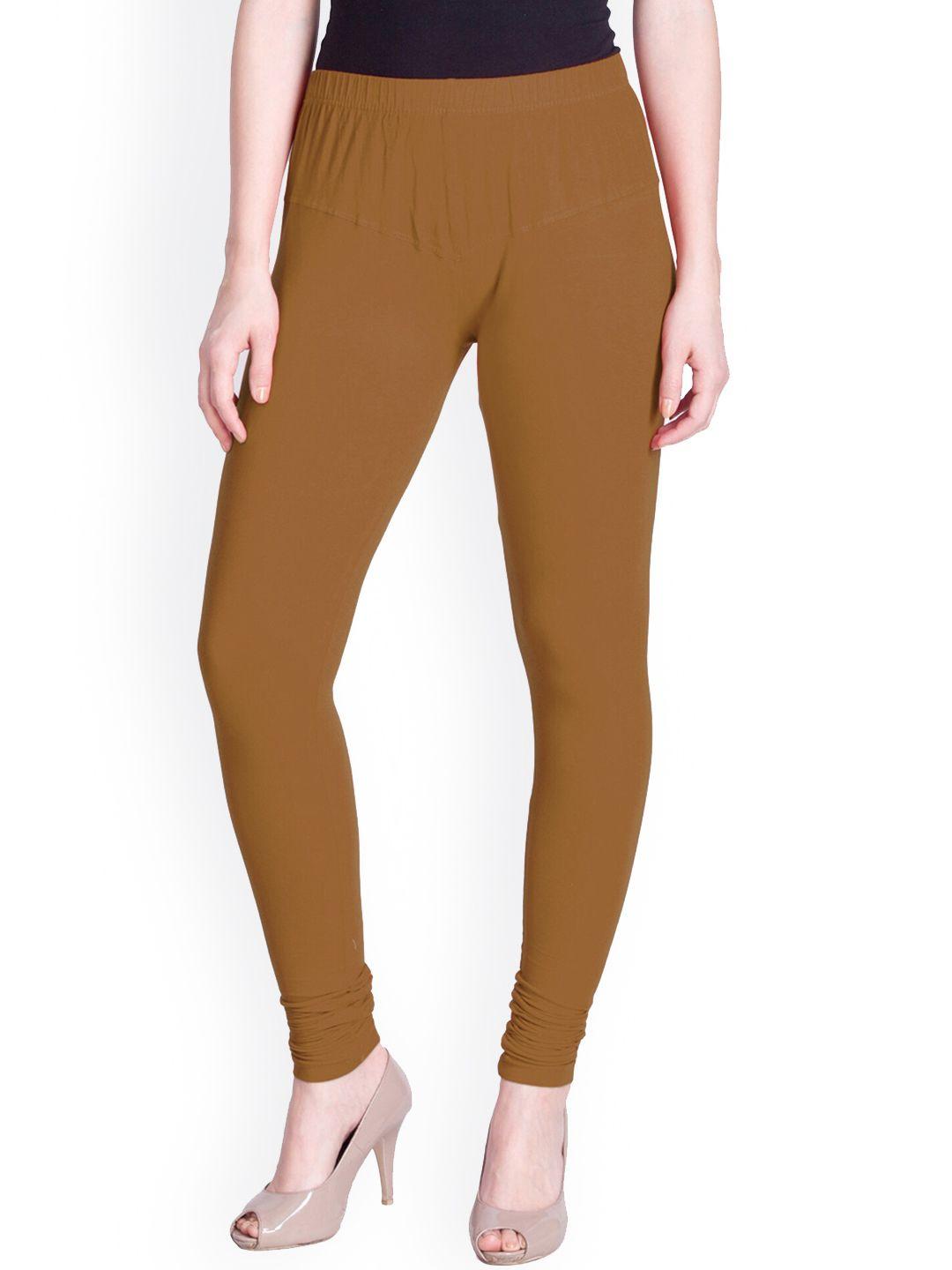 lyra women tan brown solid churidar leggings