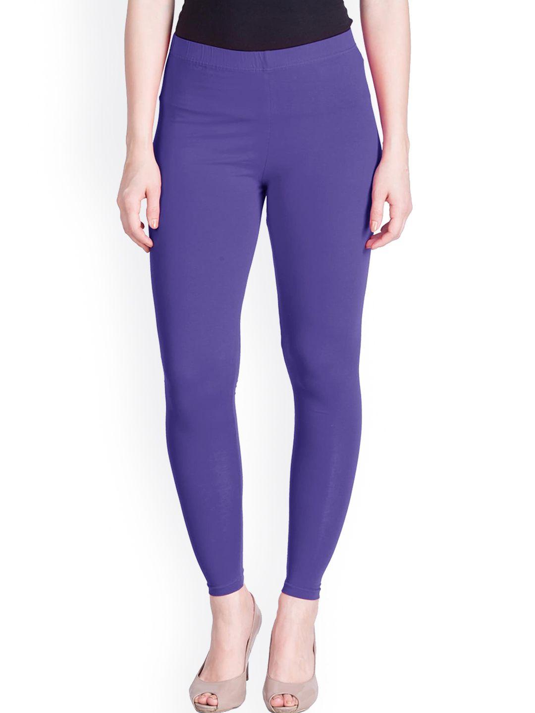 lyra women violet solid ankle length leggings