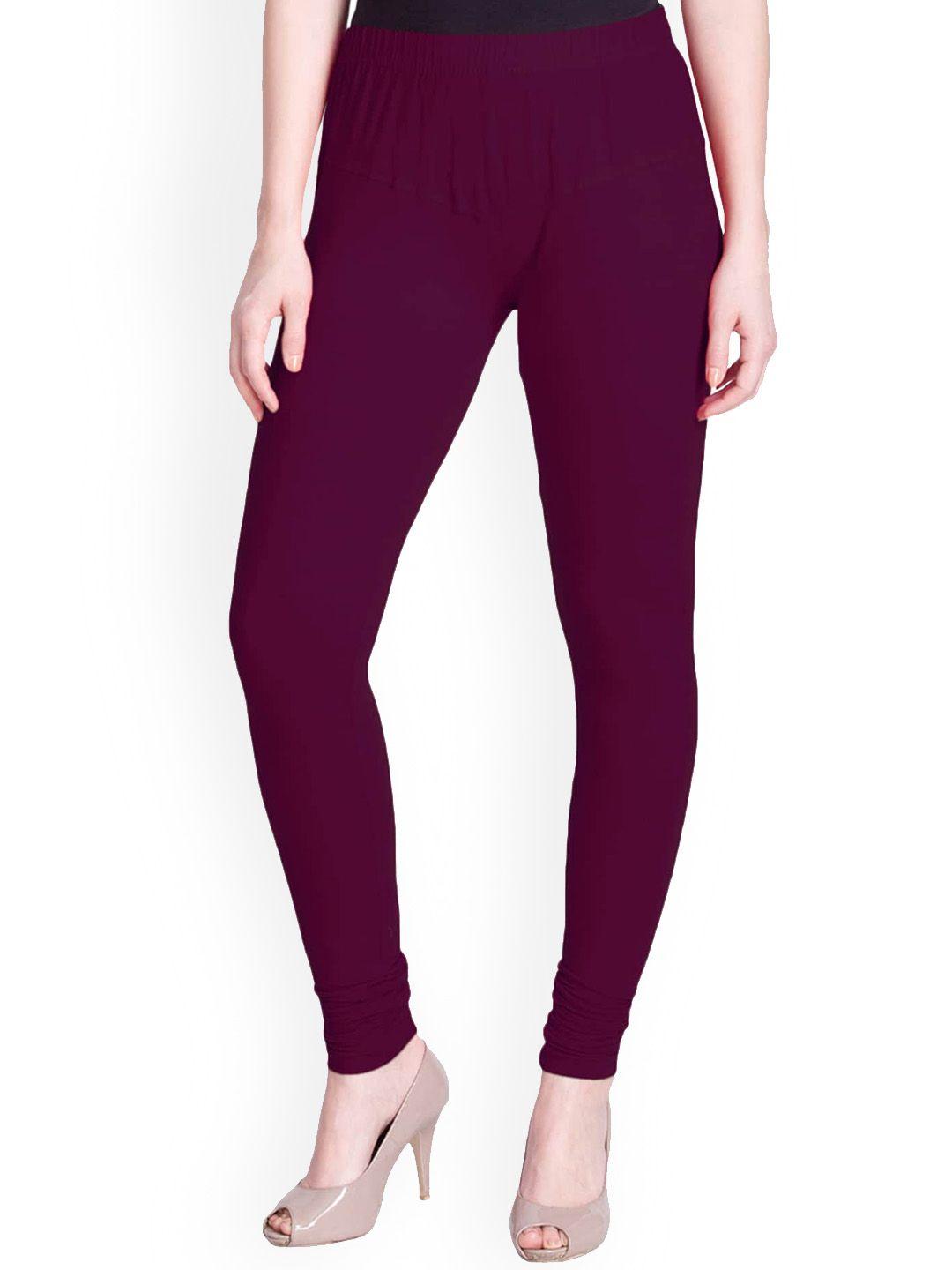 lyra women violet solid churidar-length leggings