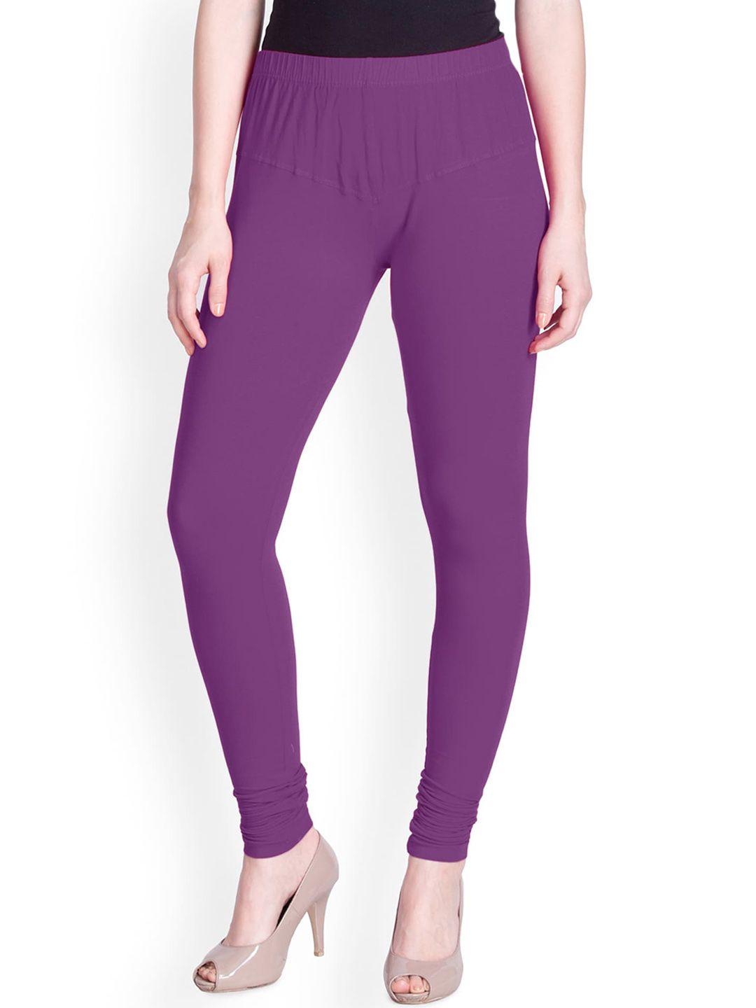 lyra women violet solid churidar length leggings