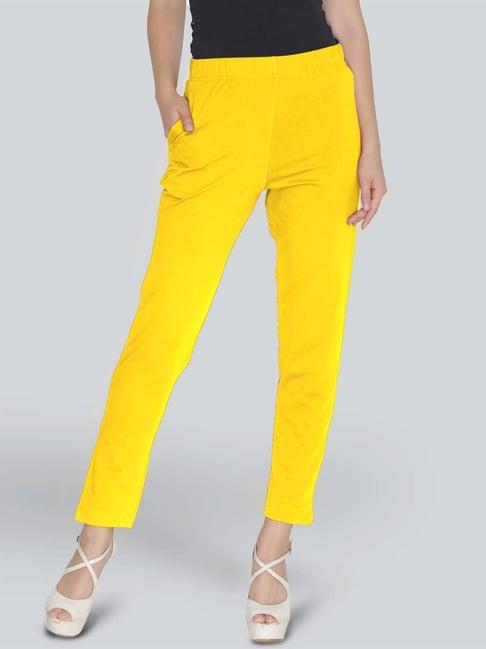 lyra yellow cotton ankle length leggings