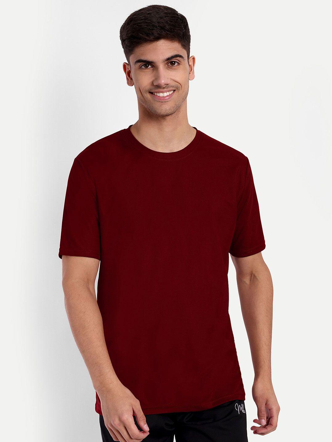 lyriss men maroon dri-fit pockets t-shirt
