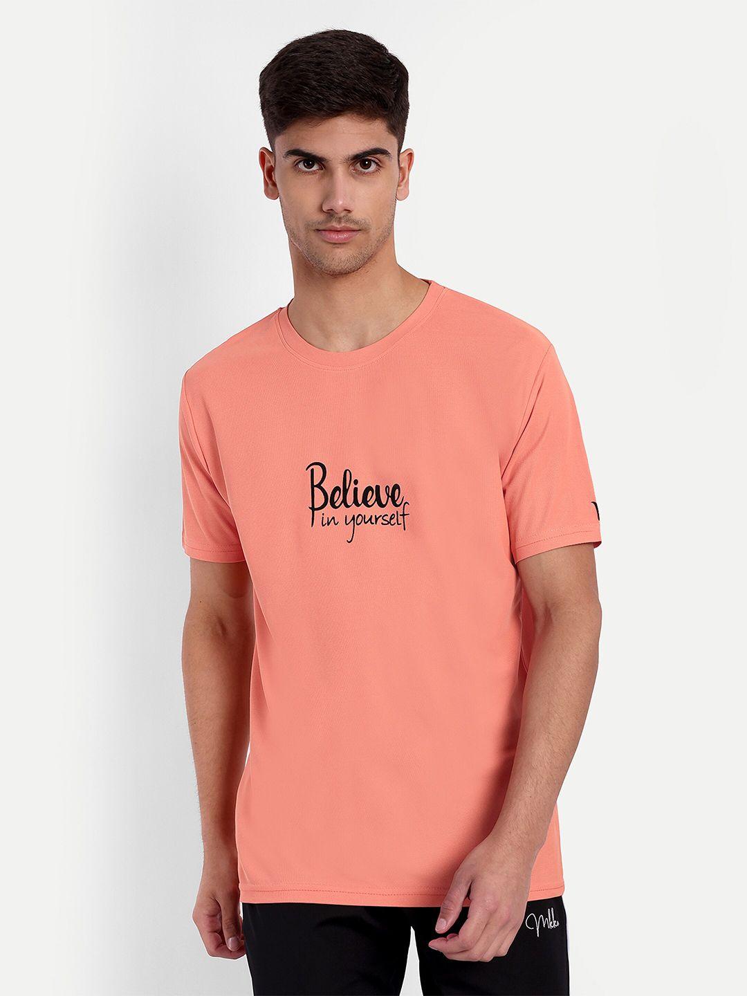 lyriss men peach-coloured dri-fit t-shirt