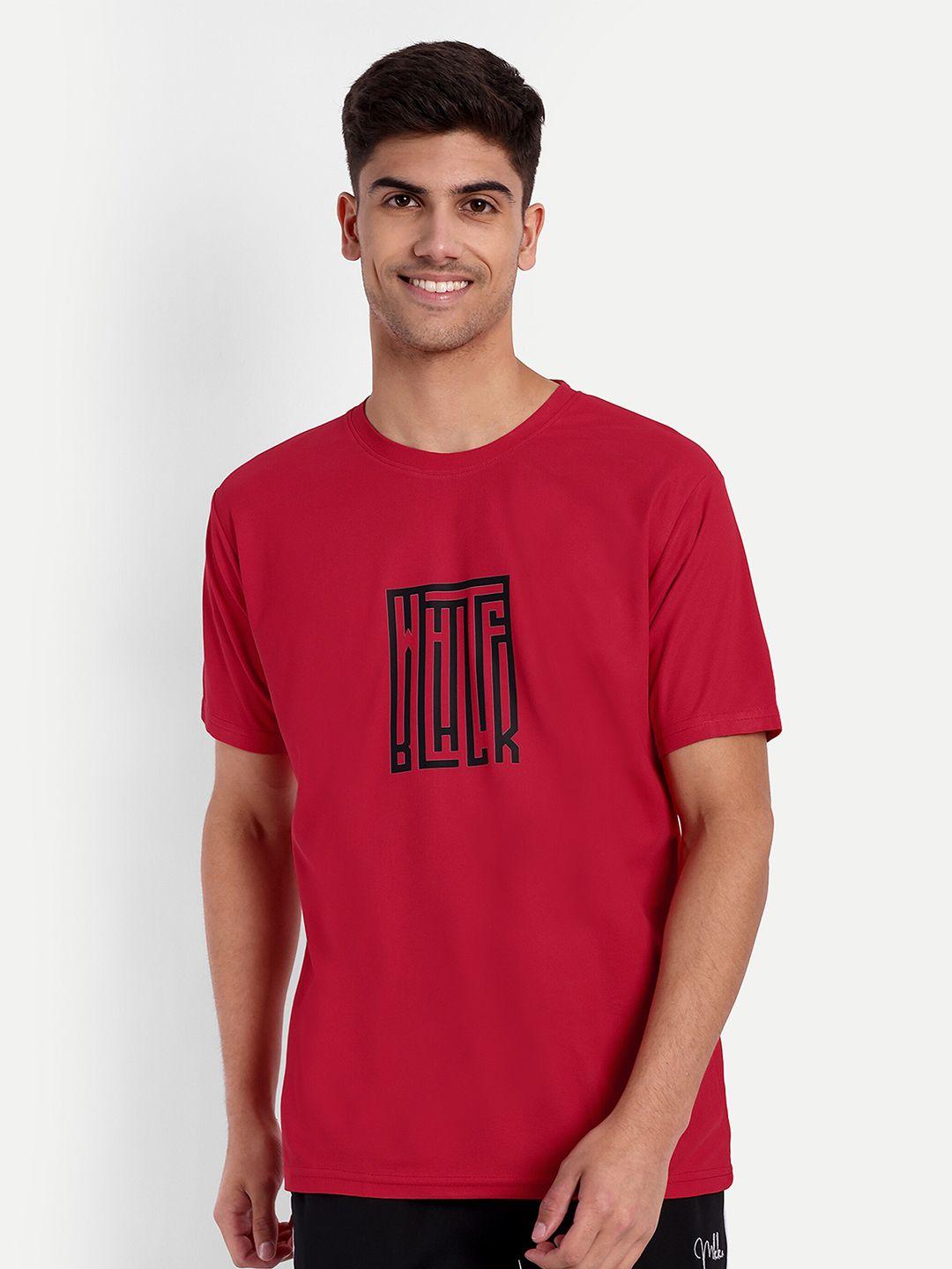 lyriss men red typography dri-fit pockets t-shirt