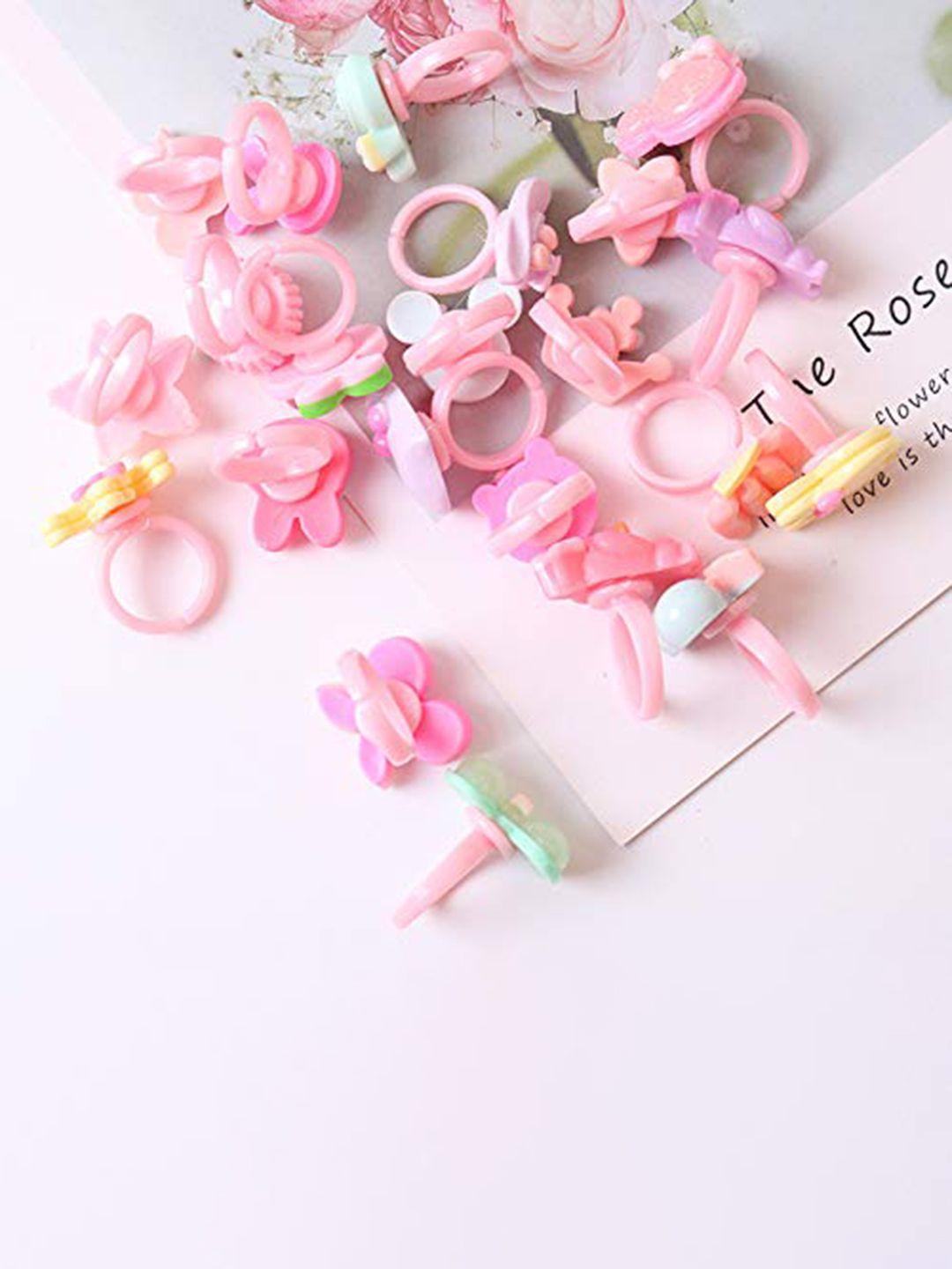 lytix girls set of 36 pink & green beaded hair accessory set
