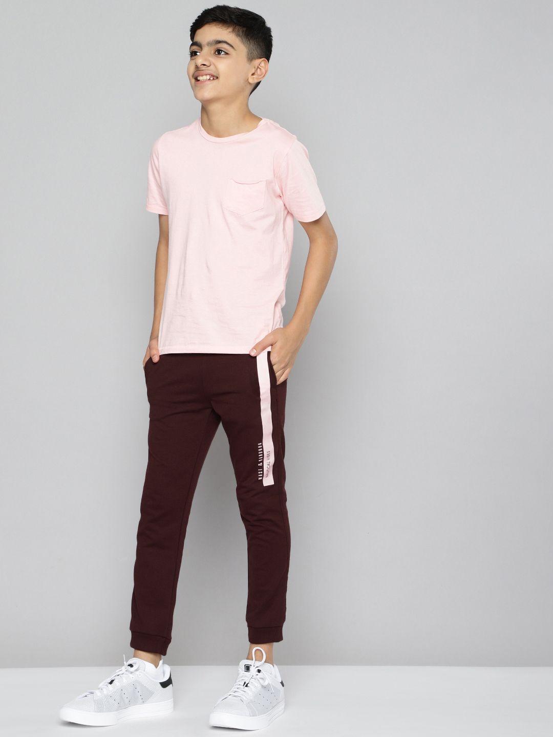 m&h juniors boys brown solid joggers