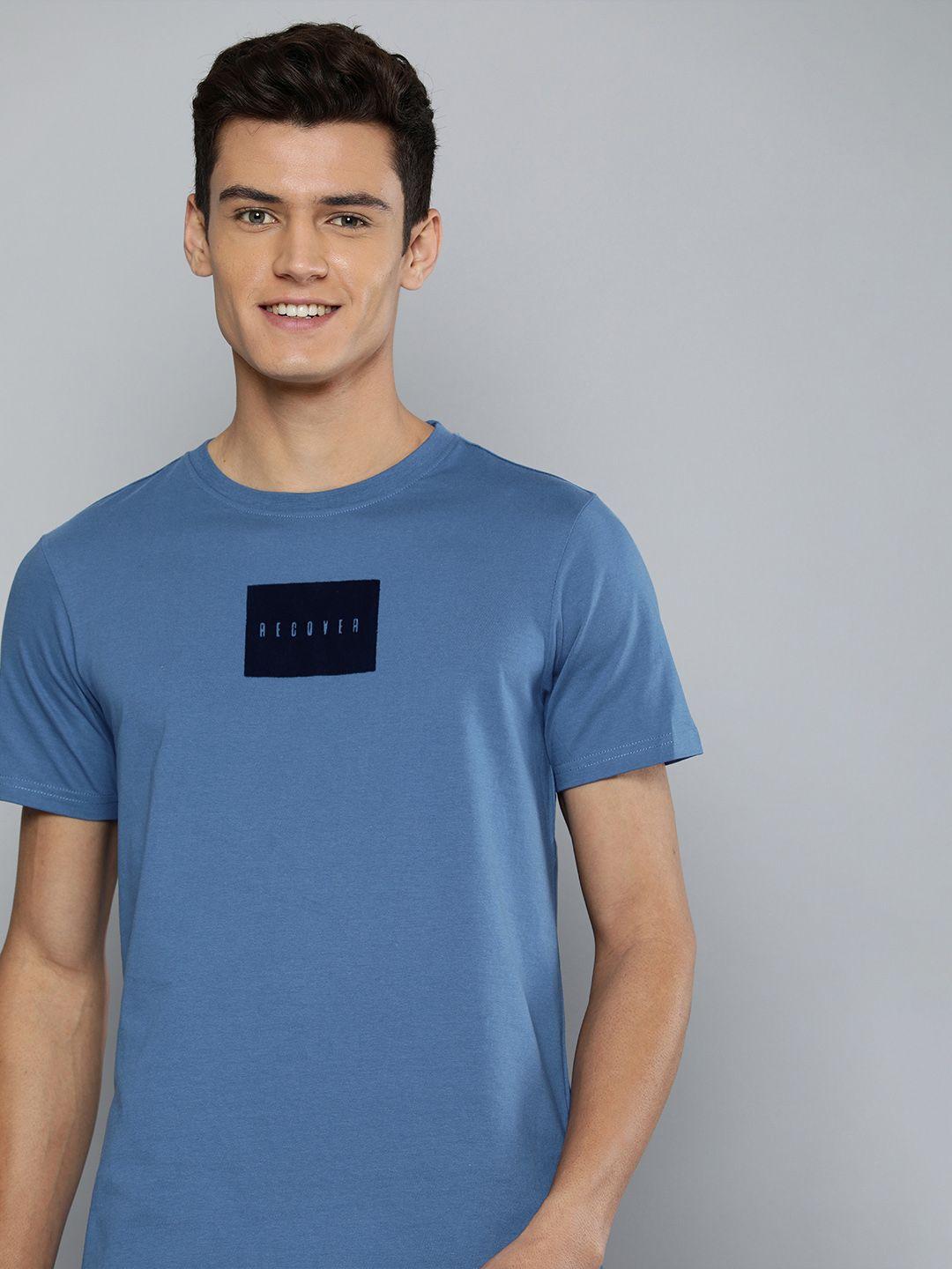 m&h easy men blue t-shirt with printed detail