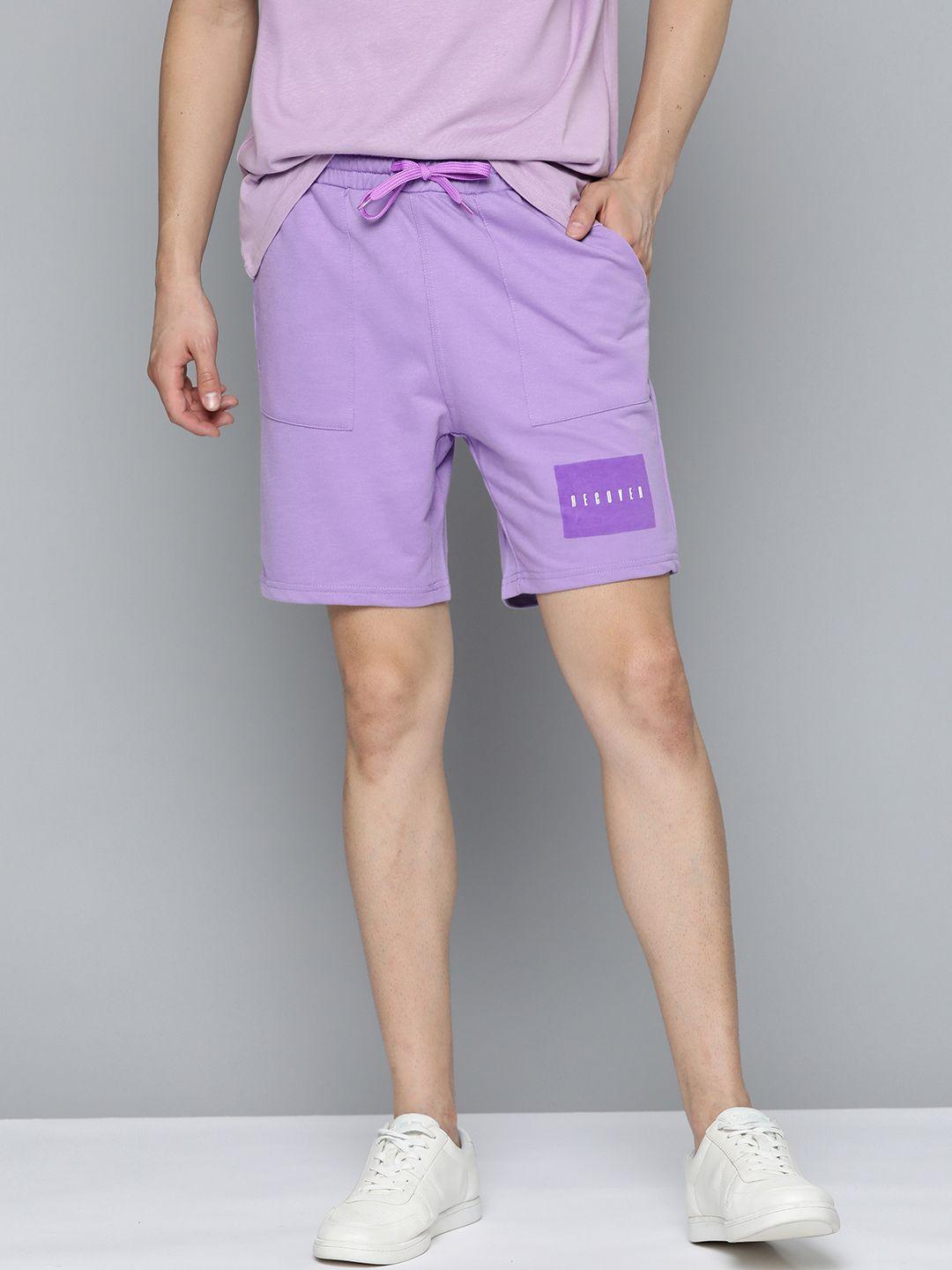 m&h easy men lavender knitted regular shorts