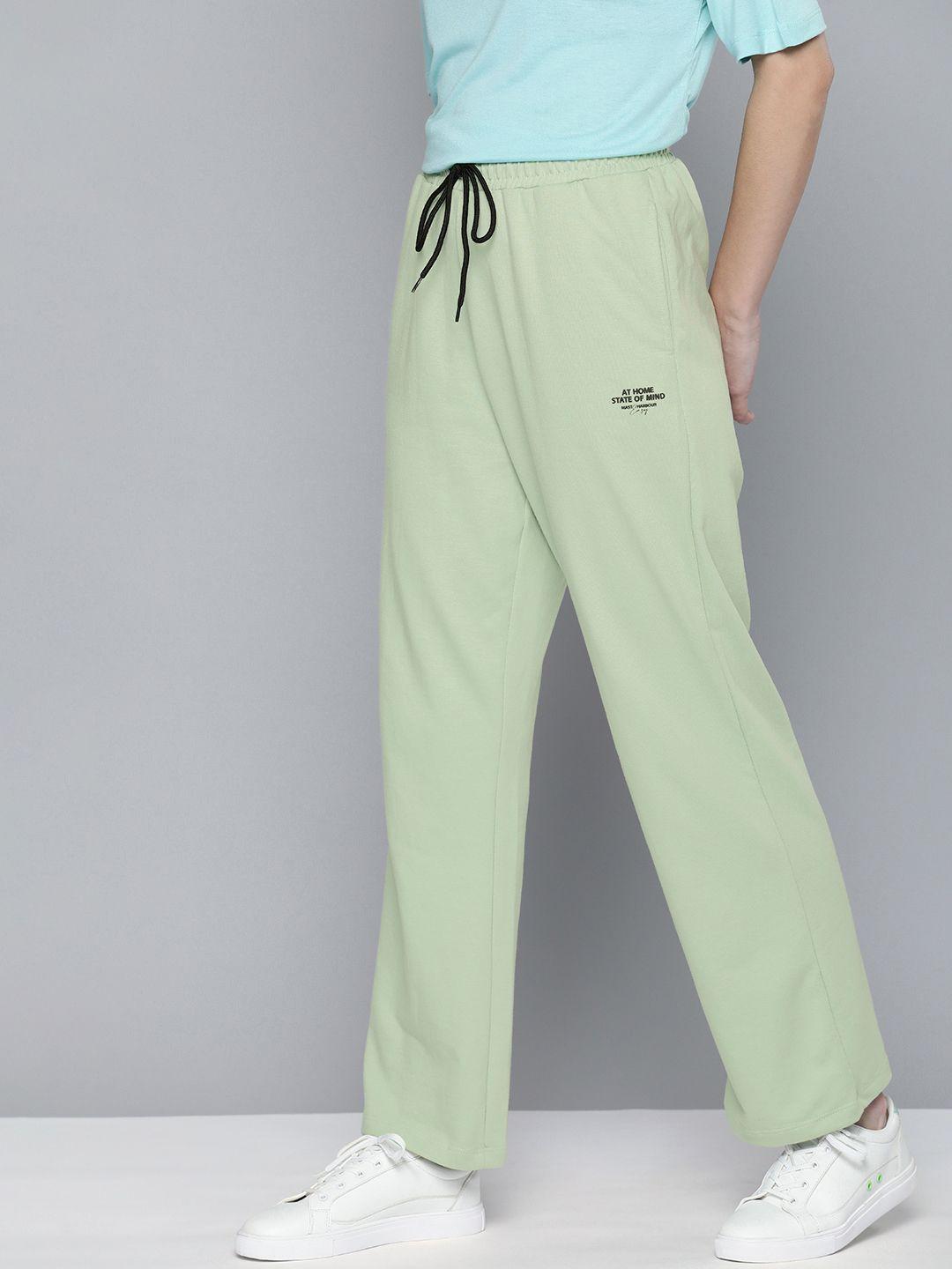 m&h easy women light green & black printed track pants