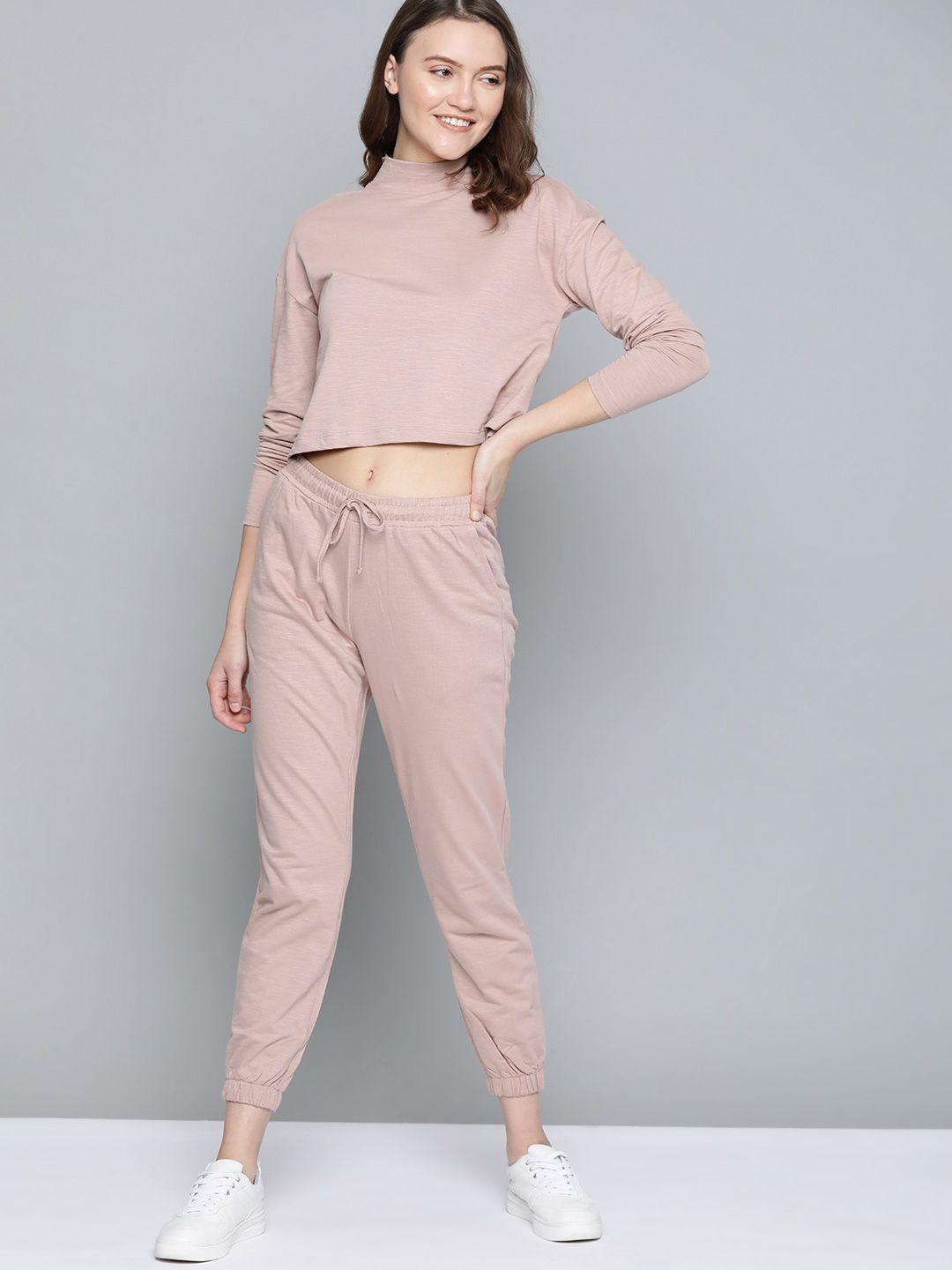 m&h easy women mauve cotton top with trousers