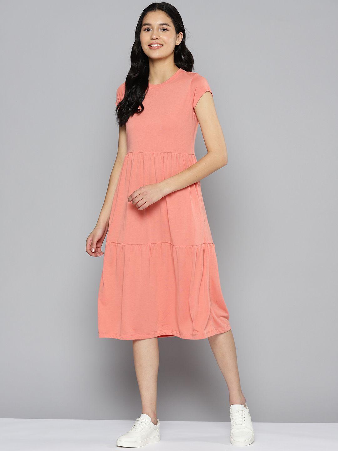m&h easy women pleated fit and flare dress