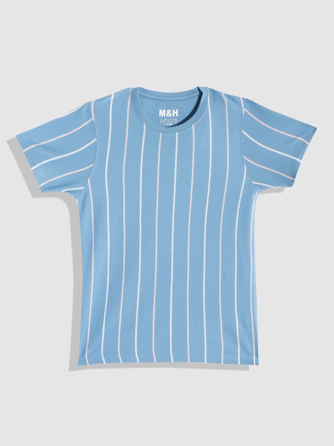 m&h juniors boys blue & white striped t-shirt