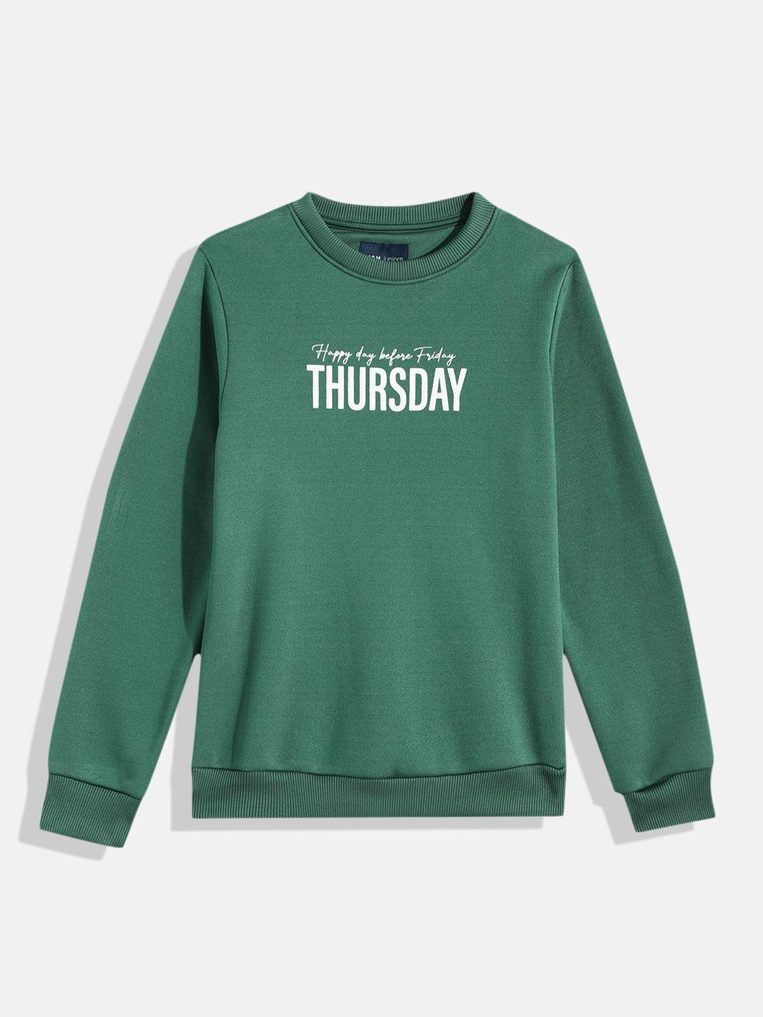 m&h juniors boys green printed sweatshirt