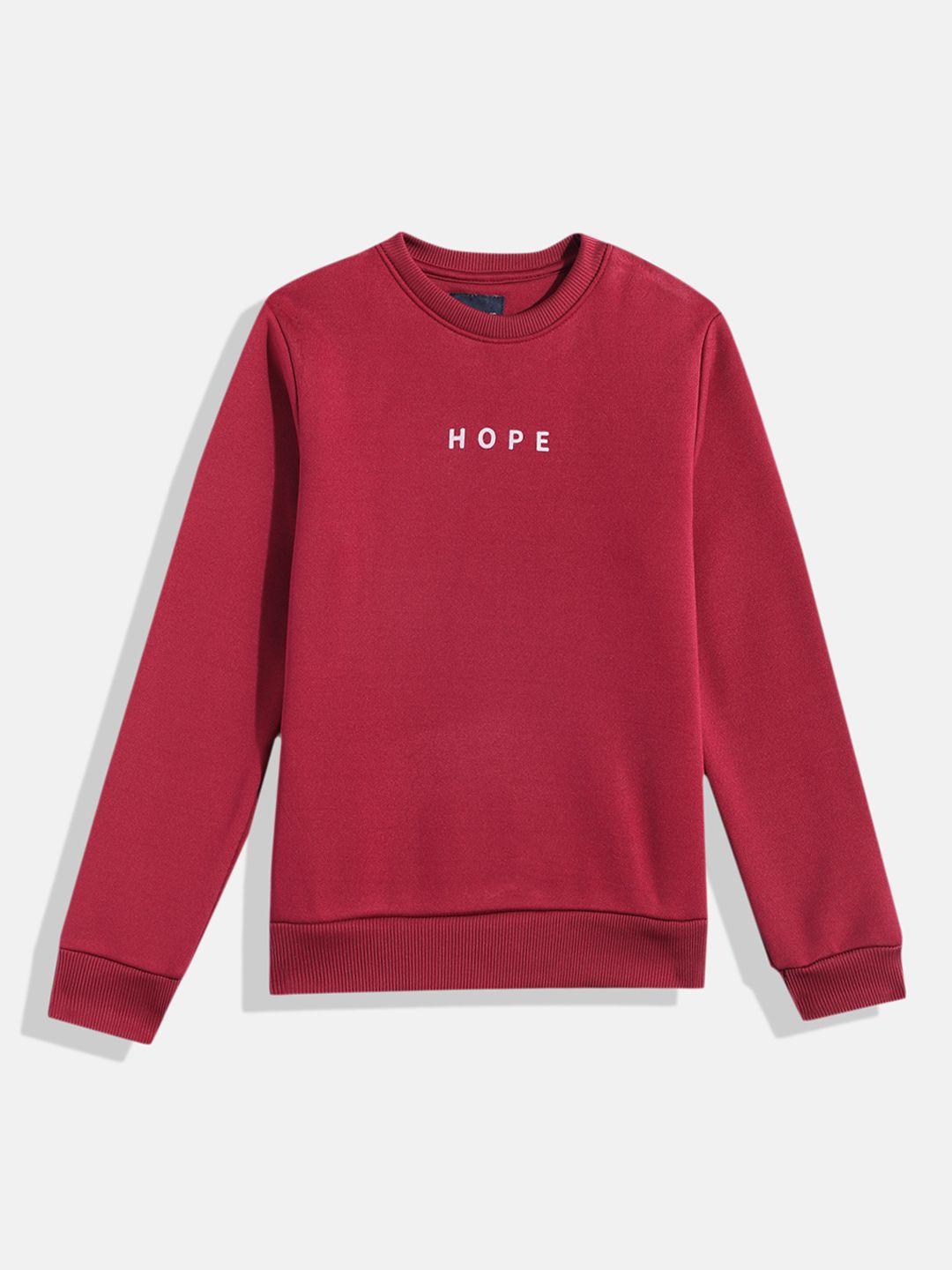 m&h juniors boys maroon printed sweatshirt