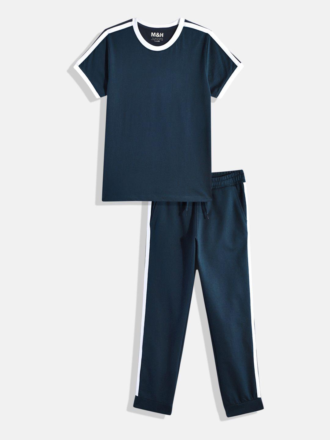 m&h juniors boys navy blue t-shirt with joggers