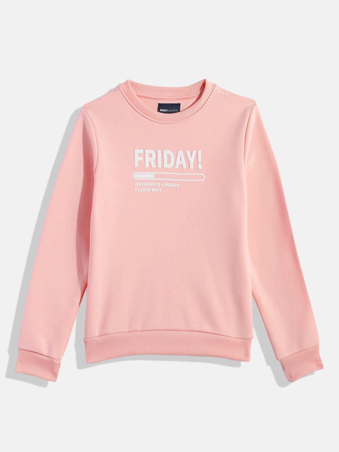 m&h juniors boys pink printed sweatshirt