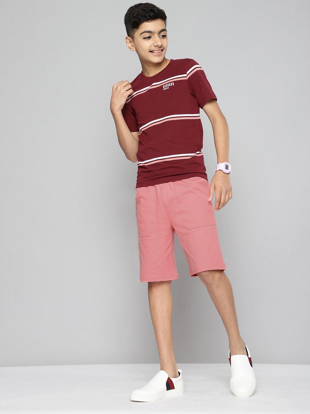 m&h juniors boys pink pure cotton shorts