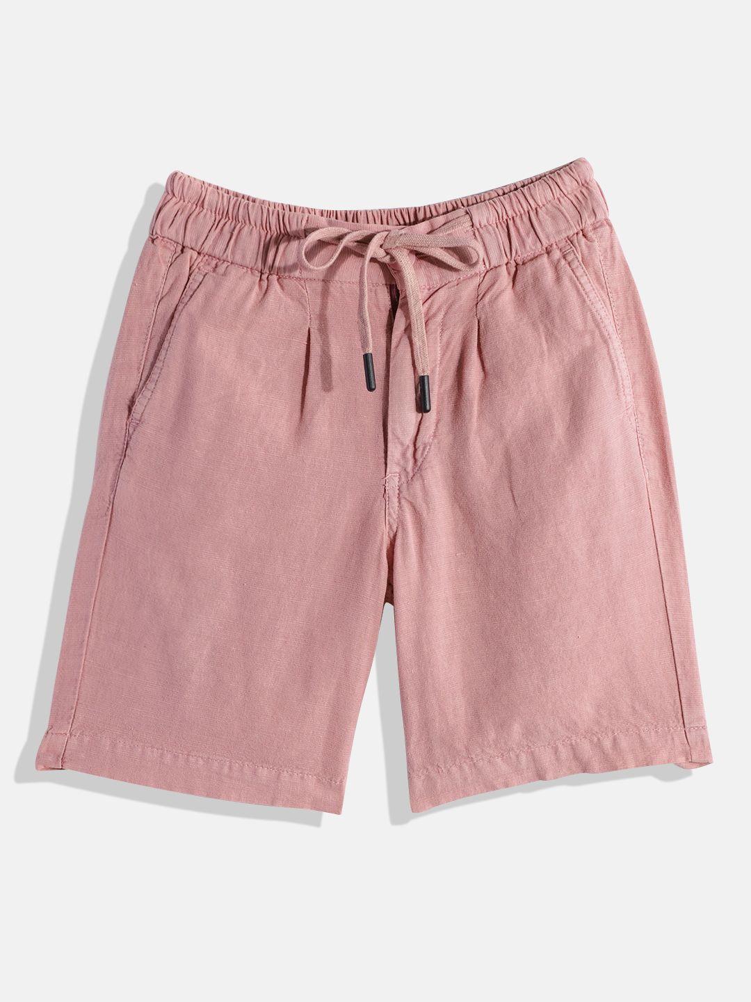 m&h juniors boys pink solid shorts