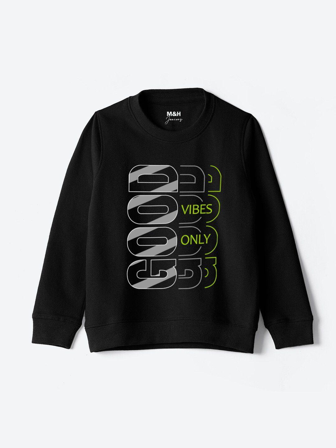 m&h juniors boys typography printed round neck sweatshirt