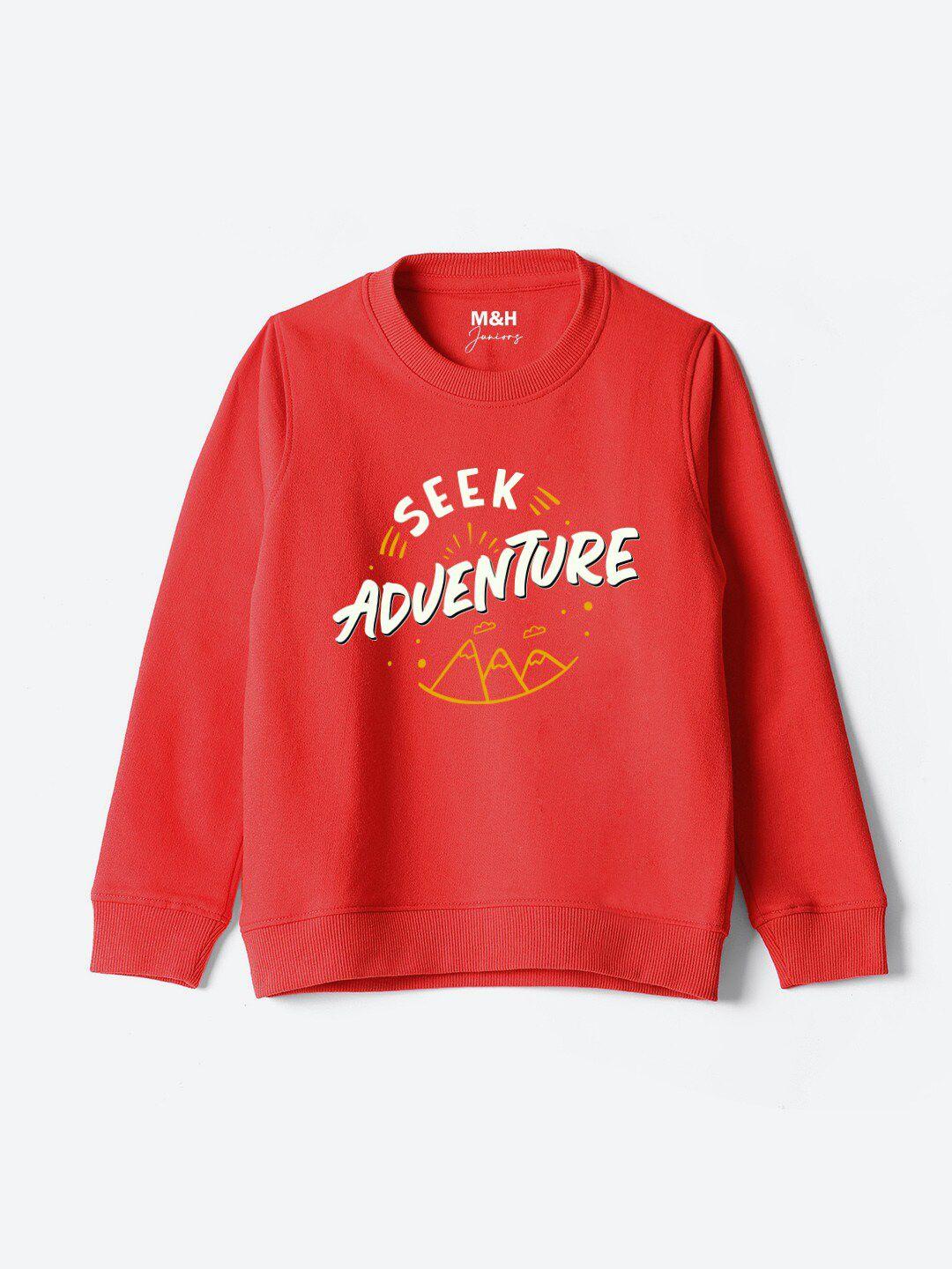 m&h juniors boys typography printed round neck sweatshirt