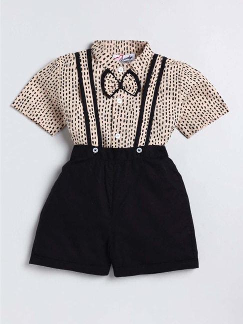 m'andy-kids-cream-&-black-cotton-printed-shirt-set