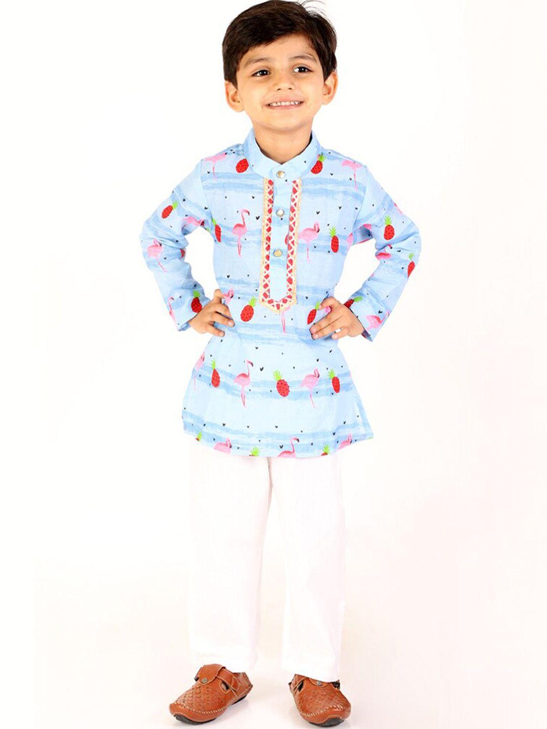 m'andy boys ethnic motifs printed pure cotton kurta with pyjamas