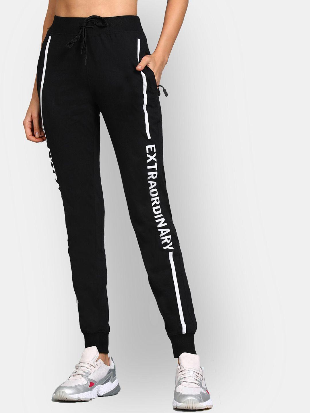 m7 by metronaut women black slim-fit pure cotton joggers